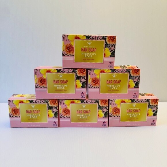 Bolero of Beverly Hills Plant-Derived Bar Soap Hibiscus Rose 6 pack - Picture 1 of 3